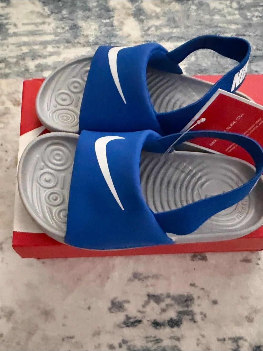 Nike Toddler Blue Slide Sandals with Back Strap - 8C